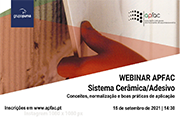 WEBINAR SISTEMA CERAMICA/ADESIVO, organizado pela APFAC